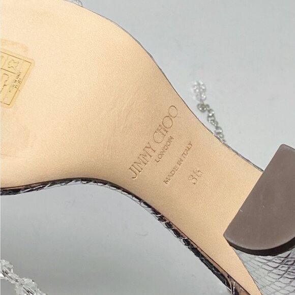 Jimmy Choo Neena Croc-Embossed Metallic Leather Embellished Sandals size 36 - Picture 12 of 12
